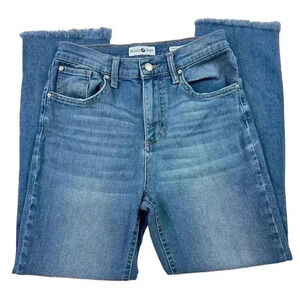 Junior Black Daisy Bella Hi-Rise Straight Crop Raw Hem Jeans Size 0